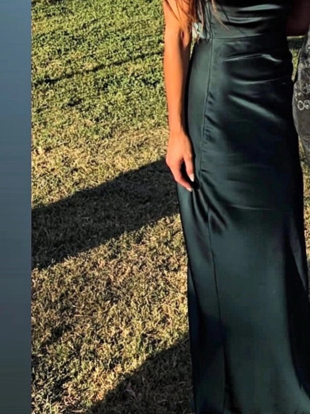 Lulus Signature Elegance Emerald Satin One-Shoulder Maxi Dress